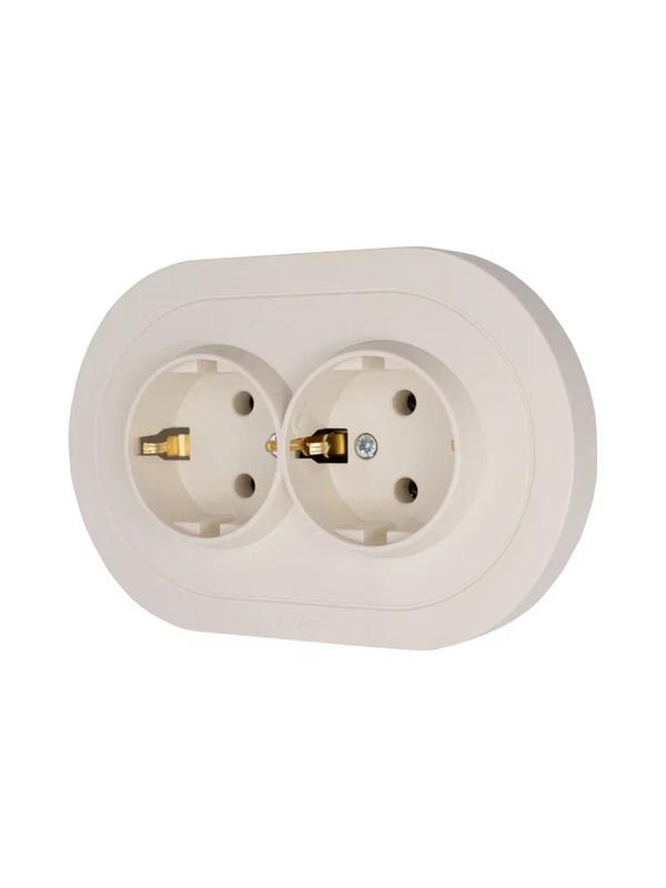 Розетка 2-м СП OSEN с заземл. ПБТ круглая механизм сл. кость LEZARD 744-9000-127B