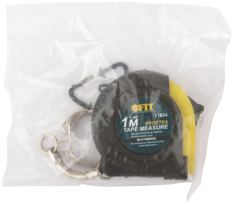 Рулетка-брелок 1мх6мм прорезиненный корпус FIT 17824