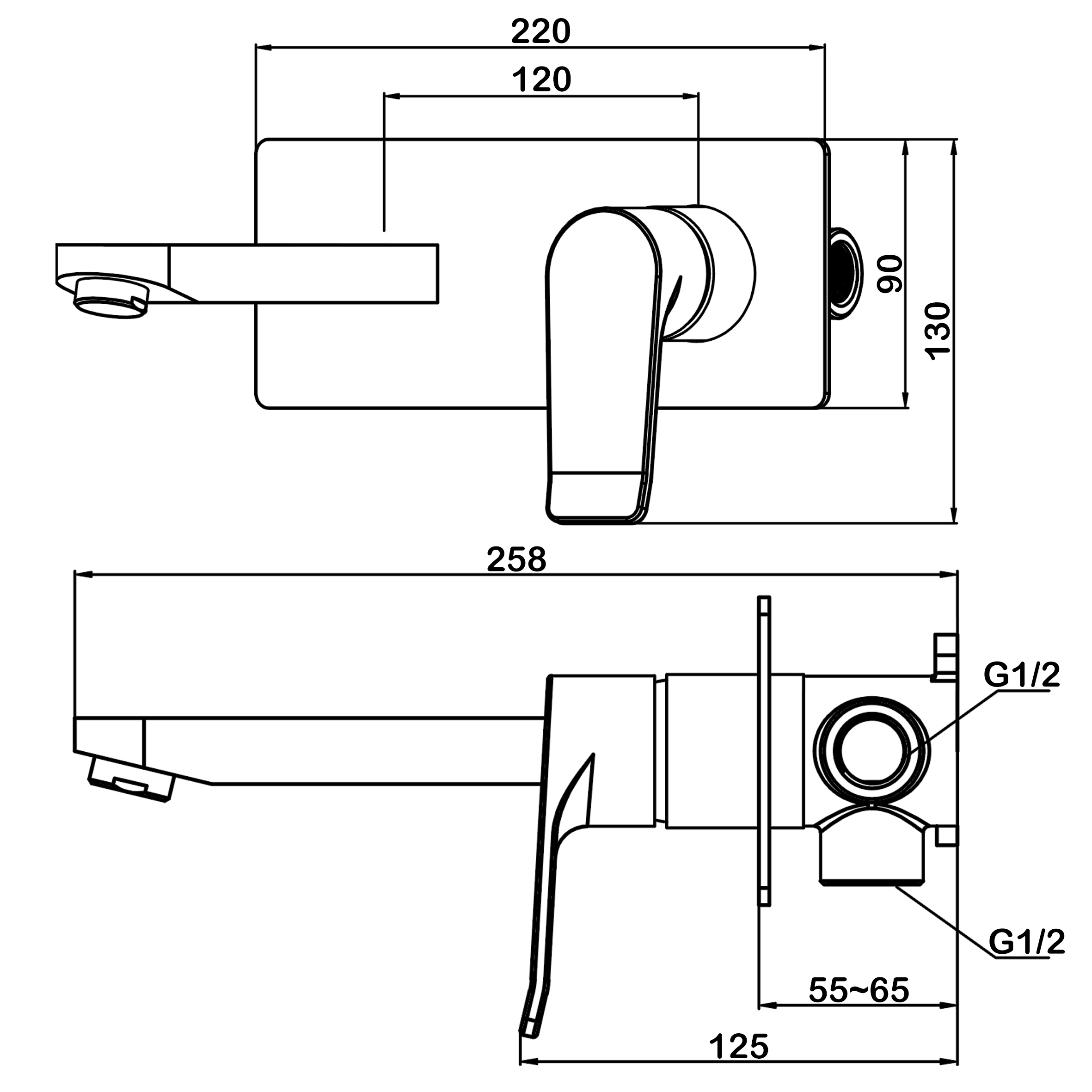 Смеситель для раковины встраиваемый Swedbe Platta 5500