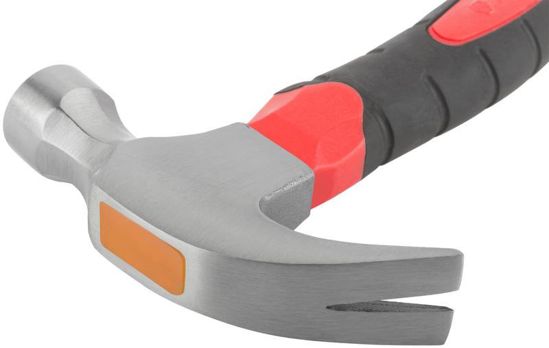 Молоток-гвоздодер укороченный 25мм 225г фибергласовая обрезиненная ручка КУРС 44765