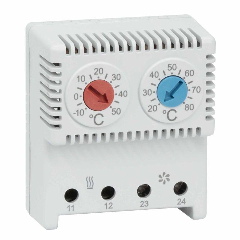 Термостат сдвоенный диапазон темп. для NC контакта: 10-50градС; для NO: 20-80град.C DKC R5THRV13