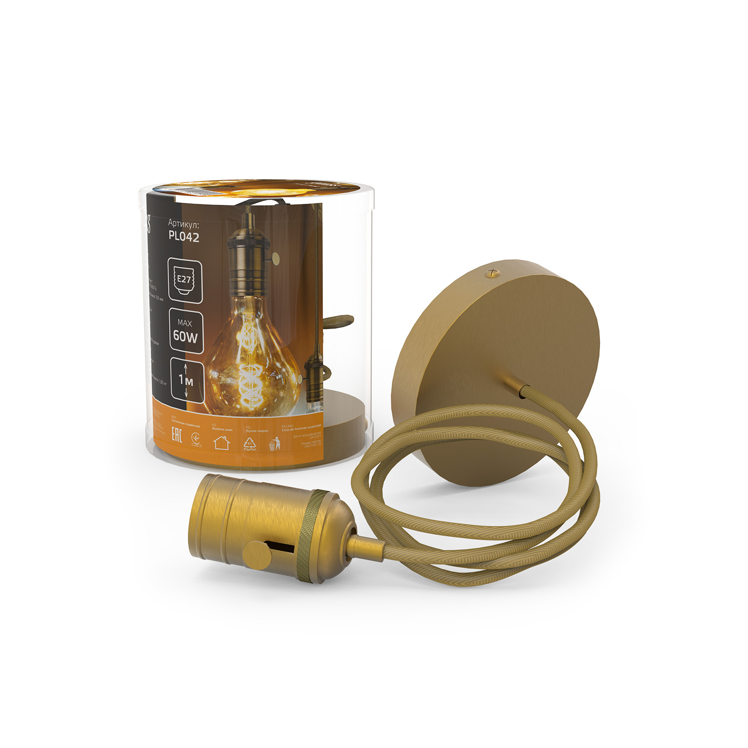 Светильник подвесной под лампу 1хE27 AC 220В Бронзовый IP20 1000х38х83мм Алюминий Decor Gauss