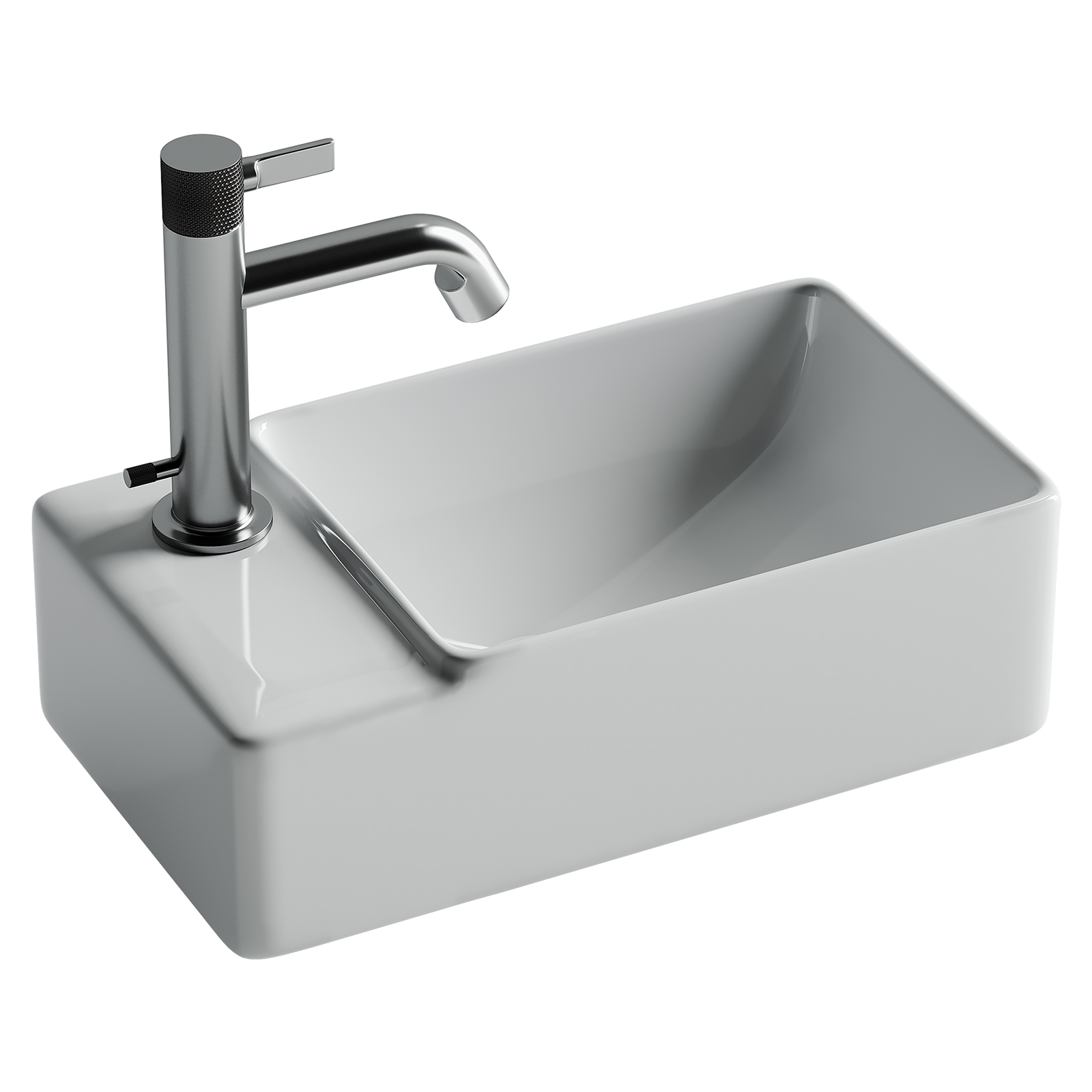 Умывальник подвесной прямоугольный (чаша справа, отверстие под смеситель слева) Element 395*220*125мм, CN5046