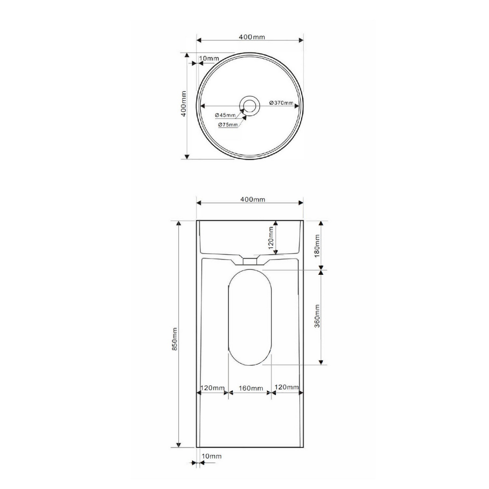 Раковина отдельностоящая ABBER Stein AS2516-H белая матовая