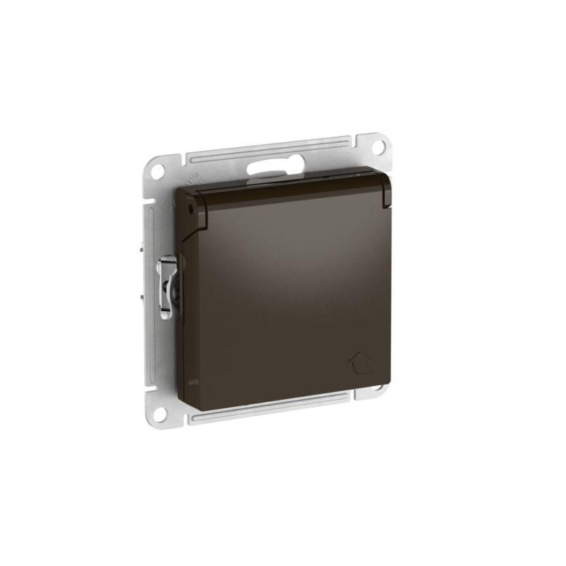 Розетка AtlasDesign 16А IP20 с заземл. защ. шторки с крышкой быстрозажим. клем. механизм мокко SE ATN000646S