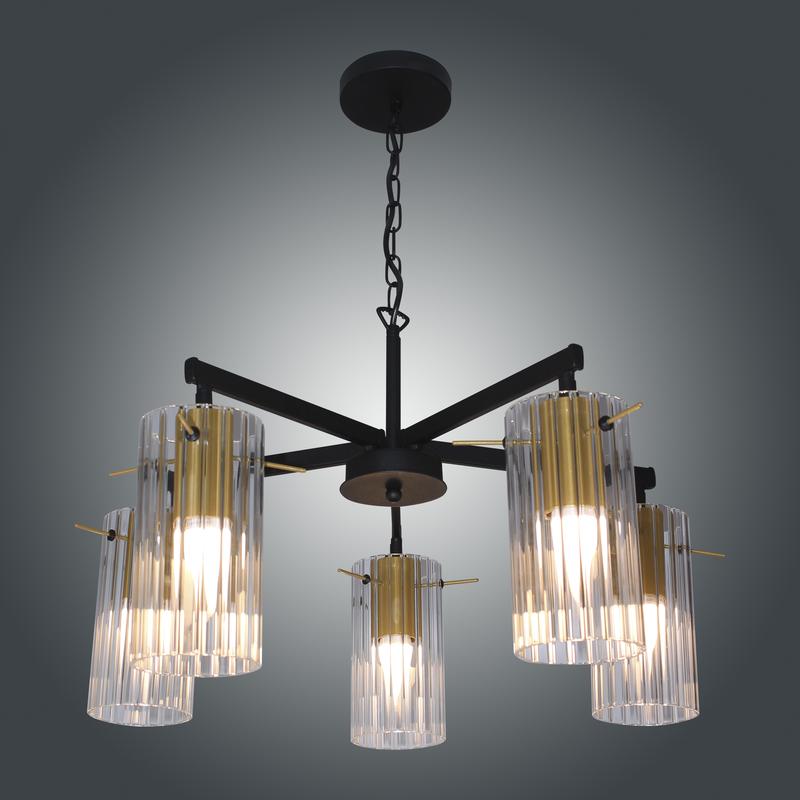 Светильник "Эсми" 251 (плафон 0015) НСБ 01-5х60-138 Е27 (ИМ) подвесной черн. зол. Элетех 1005405249