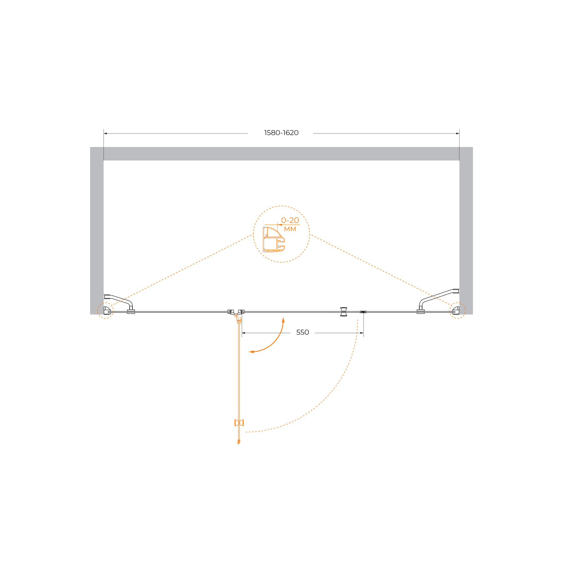Душевая дверь CEZARES VERONA-W-B-13-40+60/60-P-Cr-L