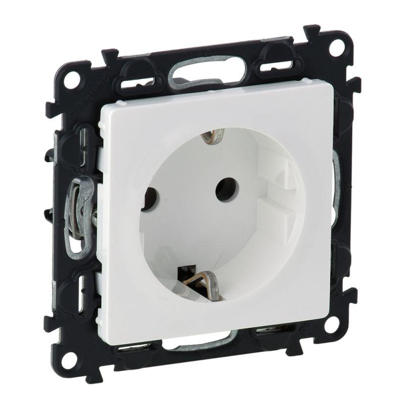 Розетка 1-м СП Valena Life 16А IP20 250В 2P+E винтов. клеммы механизм бел. Leg 753425