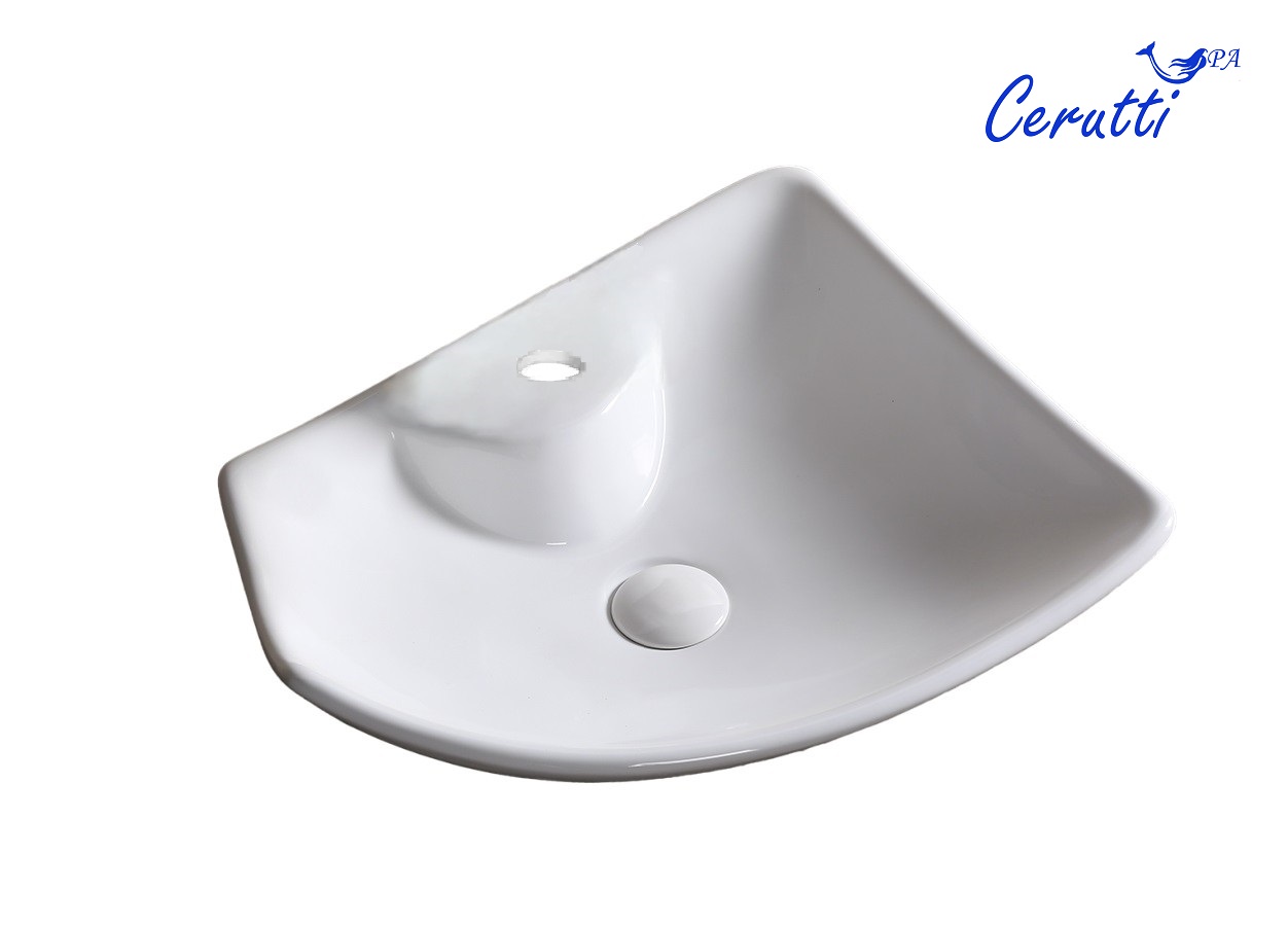 Раковина CR7054 накладная, белая, асимметричная, под смеситель 500х400х130 Ceruttispa