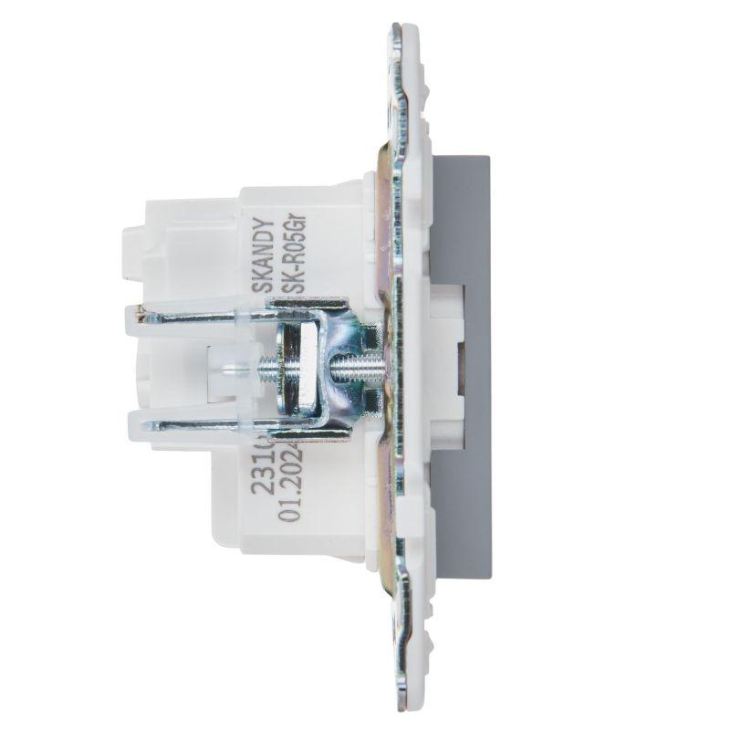Розетка SKANDY 16А с заземл. без защ. шторок SK-R05Gr сер. IEK SK-R11-16-K03