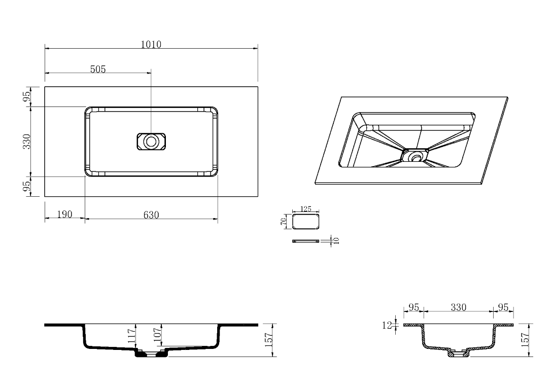 QUATRO 100 раковина-моноблок ANTHRACITE