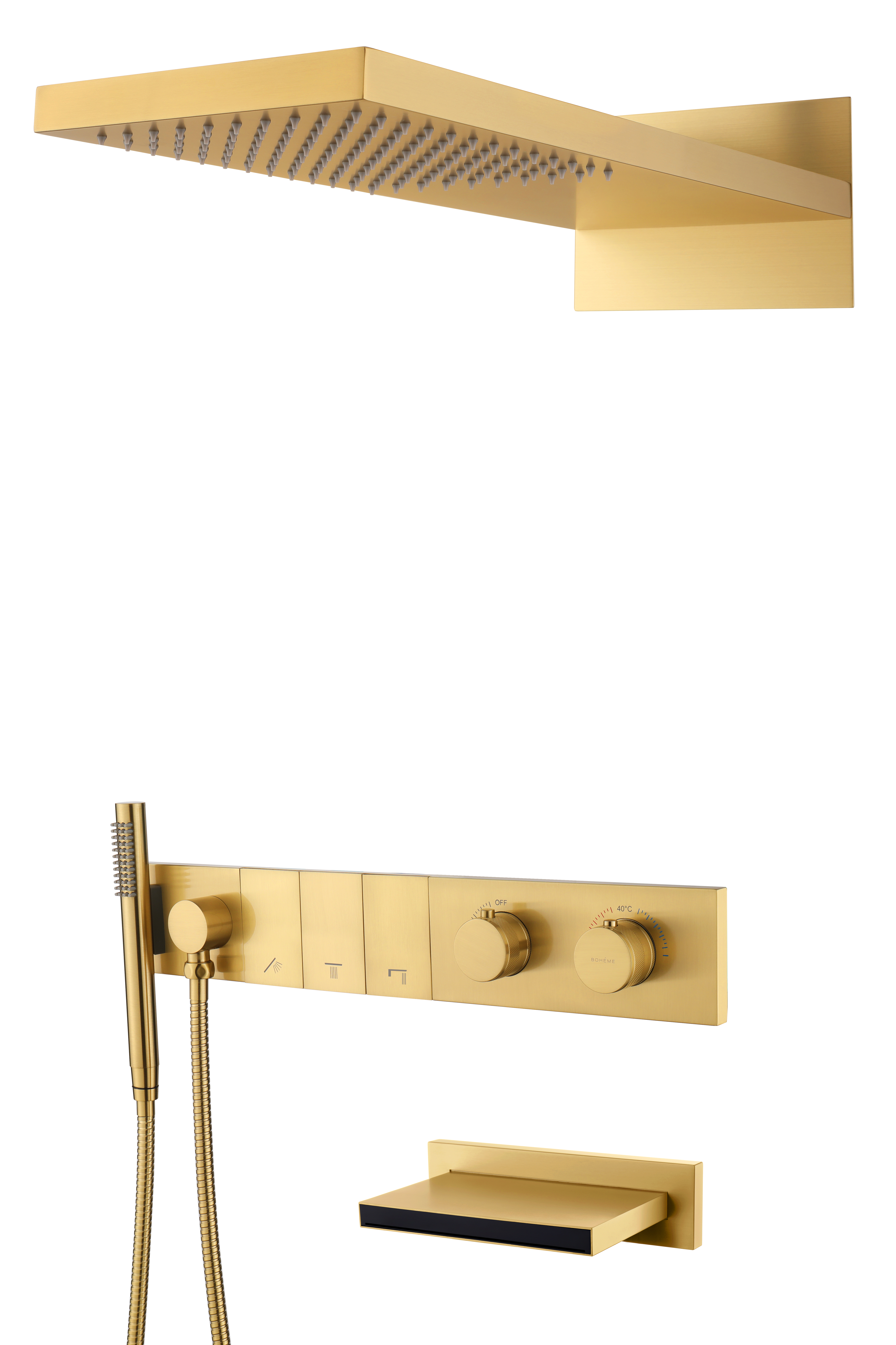 Встроенная душевая система  ZODIAC с термостатом, трехпозиционная GUN METAL