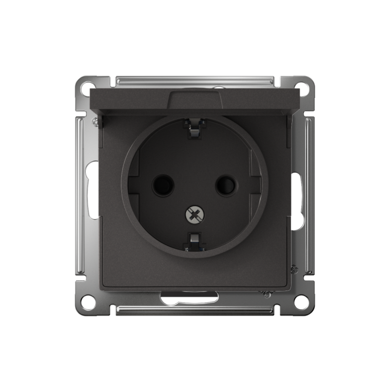 Розетка AtlasDesign 16А IP20 с заземл. защ. шторки с крышкой механизм базальт SE ATN001446