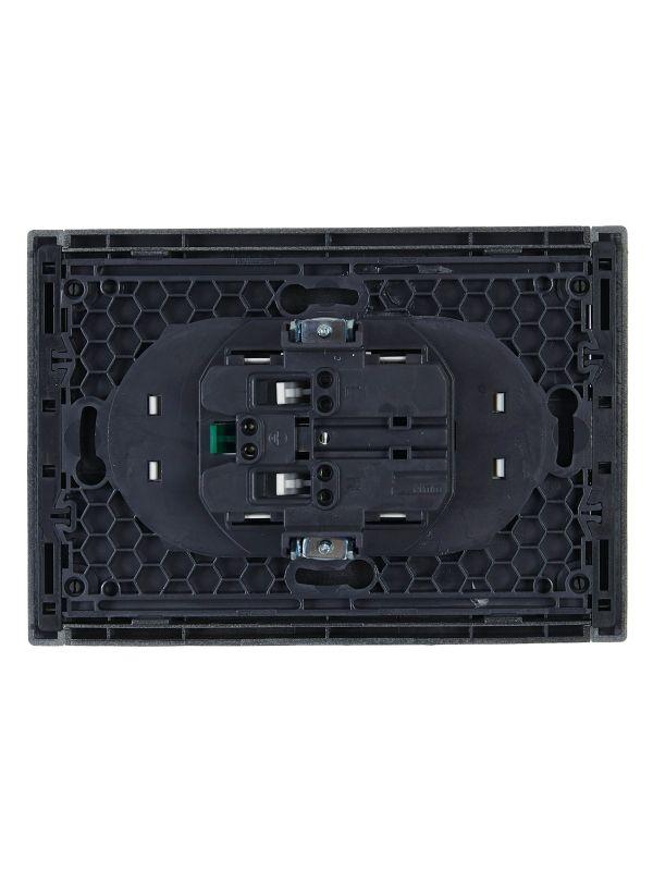 Розетка 2-м СП FORTE&PIANO FP523 16А с заземл. защ. шторки безвинт. крепл. сталь IEK FP-R24-16-1-K46