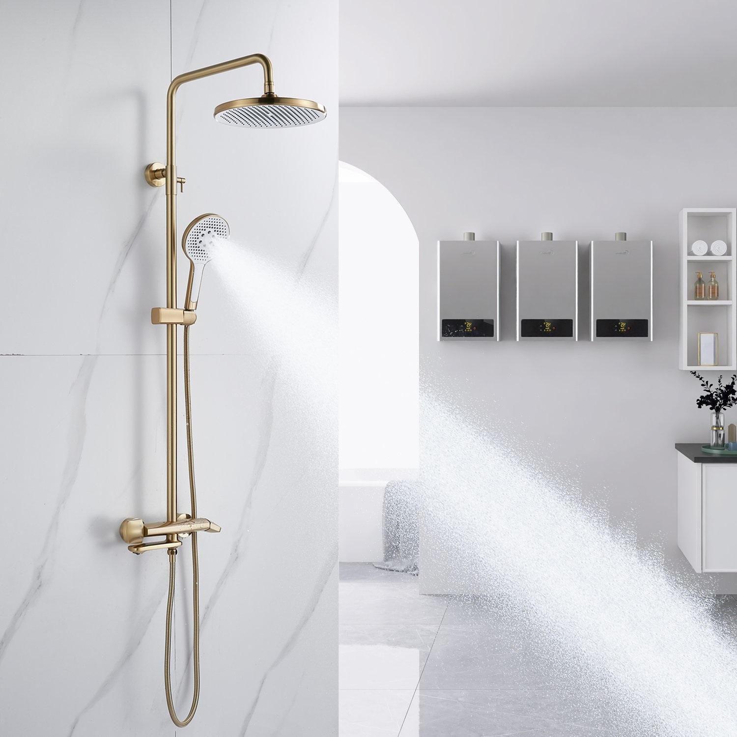 Душевая система Rose R3936G, золотой сатин