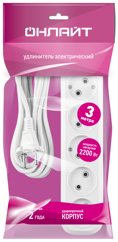 Удлинитель 90 786 OPE-S-05-300-X-2x1 ОНЛАЙТ 90786