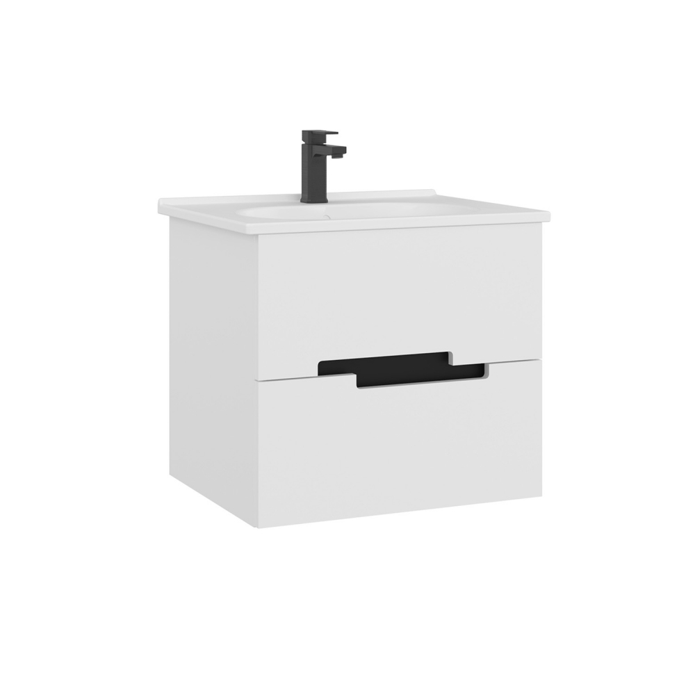 Тумба с раковиной ORKA Lodi 65 подвесная, белый, черный