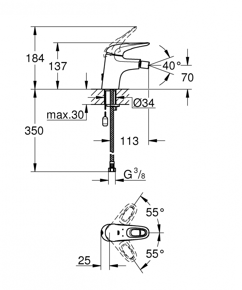 Смеситель Grohe Eurostyle New 33566003 для биде