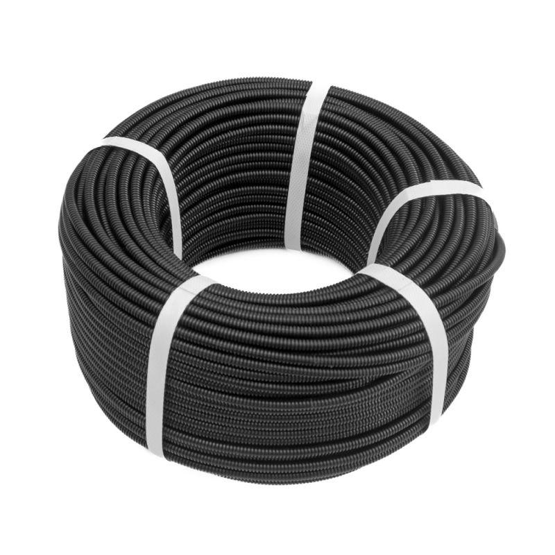 Труба гофрированная ПП легкая разрезная d внутр. 5мм; d наружн. 7.2мм безгалоген. (HF) черн. (уп.100м) Промрукав PR02.0293