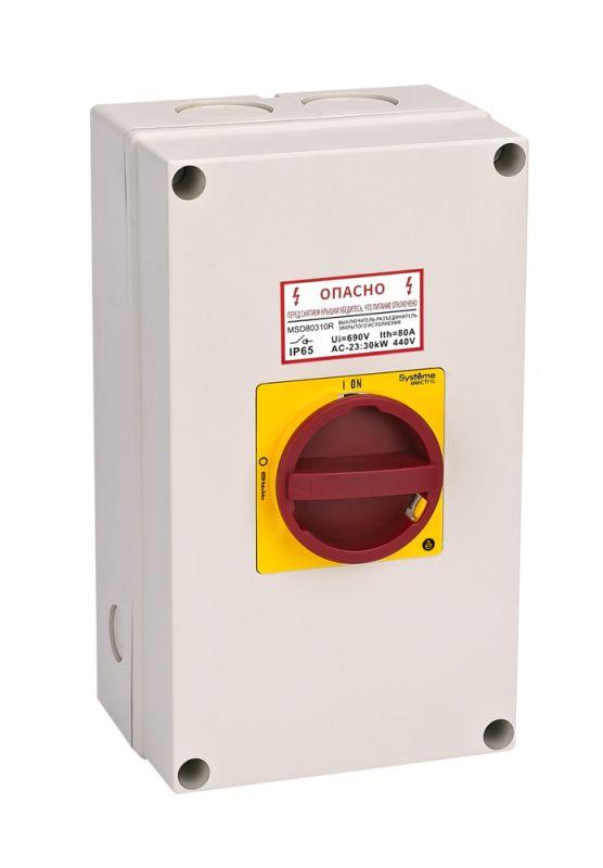 Выключатель-разъединитель главный аварийный 3п 80А IP65 закрытого исп. с замком SE MSD80311R