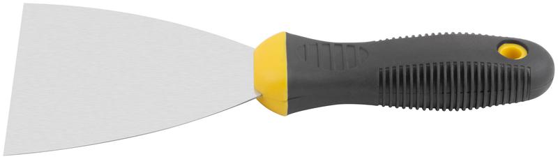 Шпатель нерж.сталь прорезин.ручка 4дюйм (100мм) черн.-желт. FIT 06686