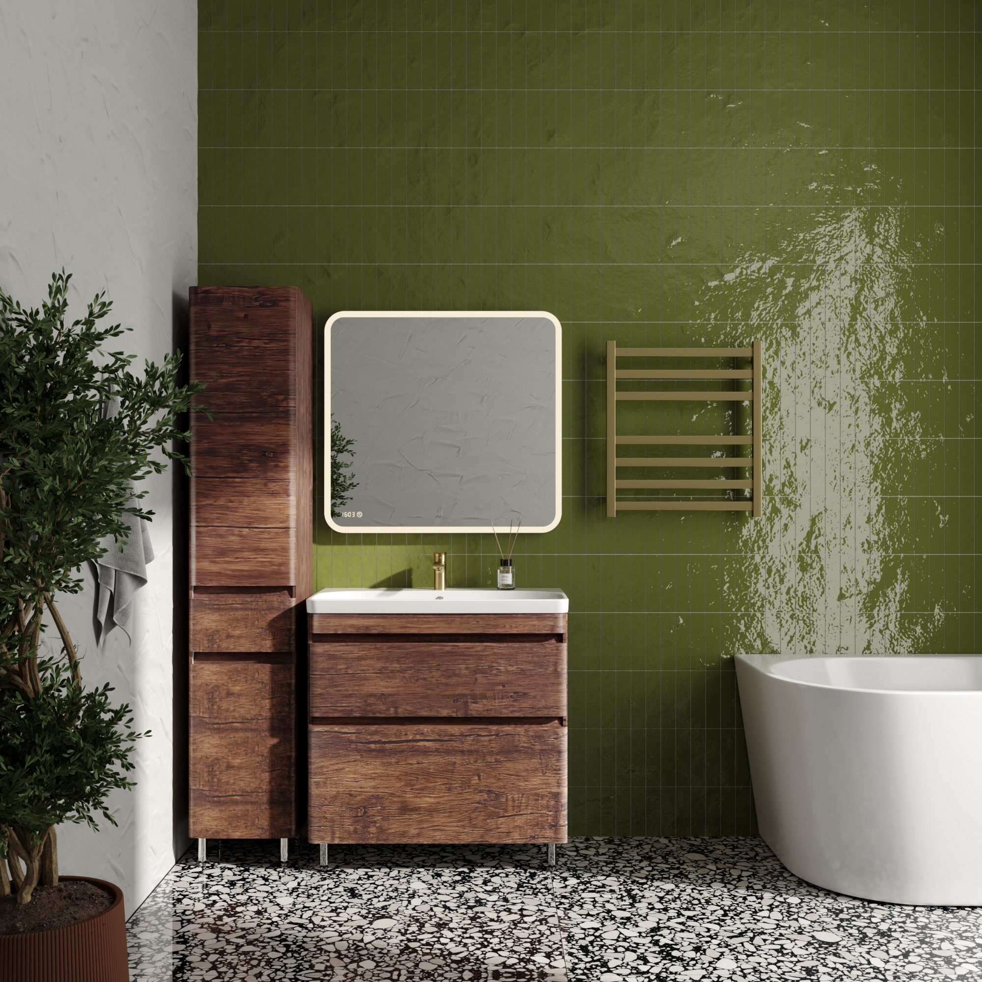 Тумба напольная "Атлантика 80", Люкс старое дерево, PLUS