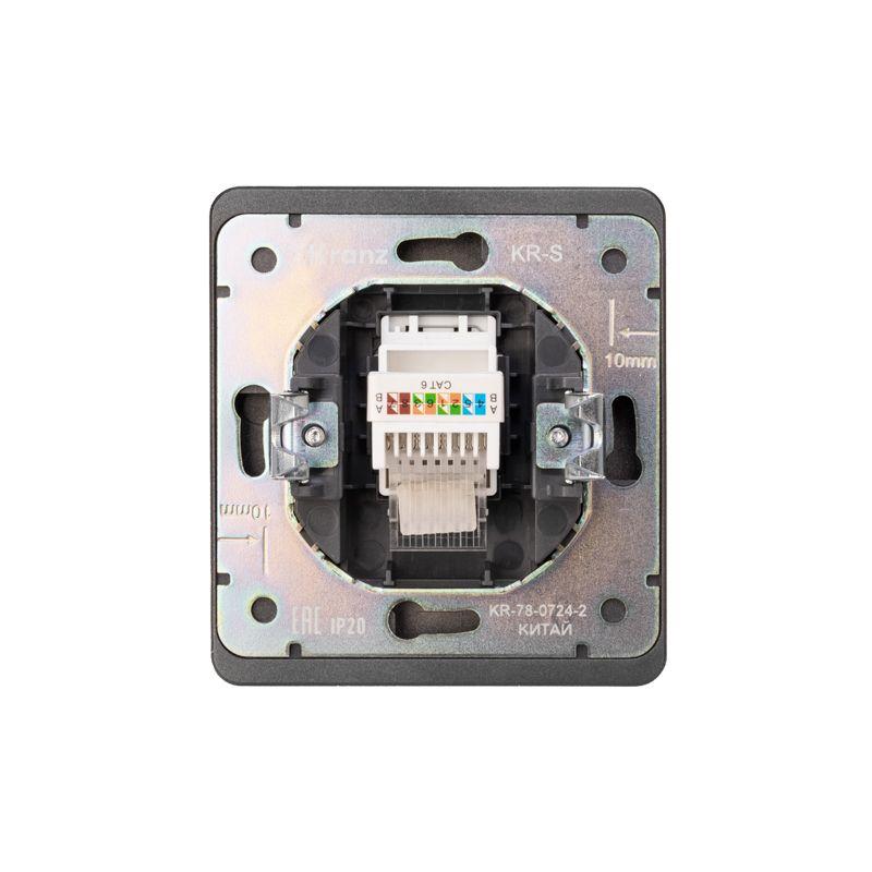 Розетка компьютерная СП ROUND MIELE RJ45 кат.6 титан Kranz KR-78-0724-2