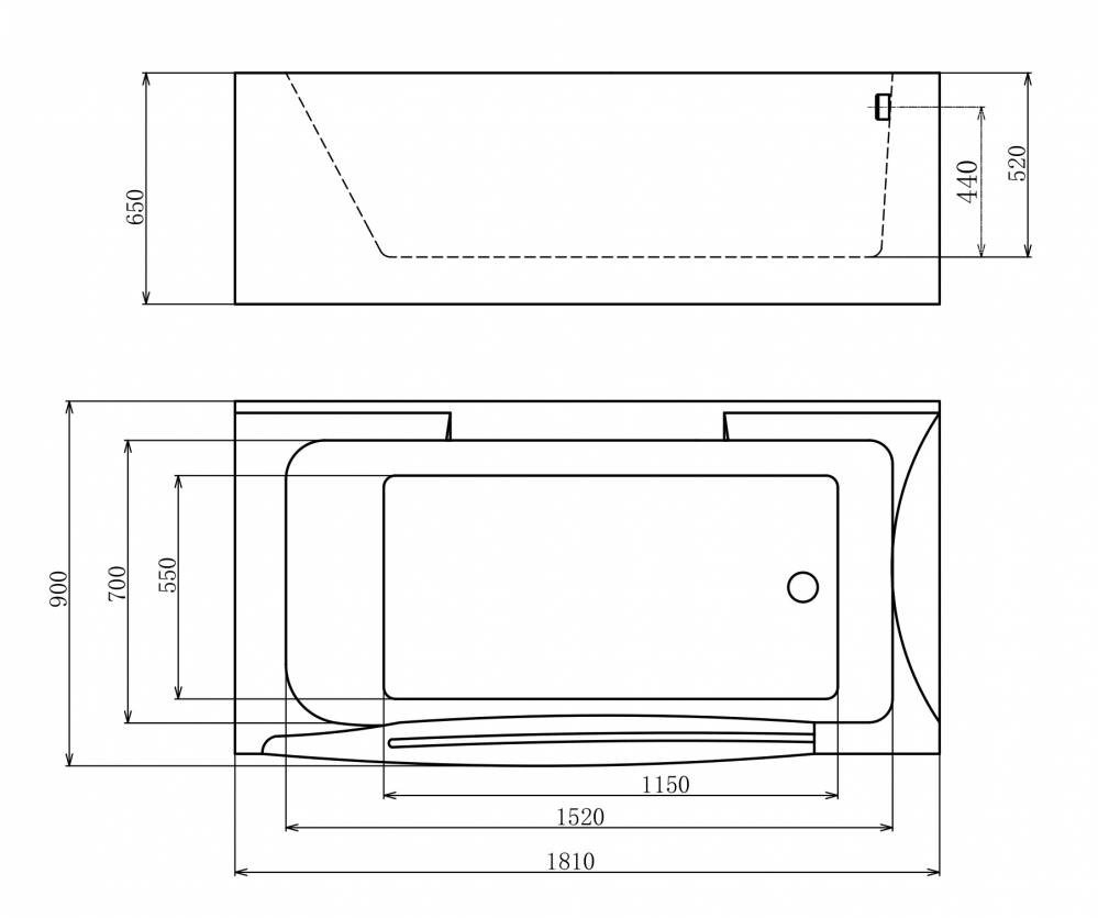 Акриловая ванна Gemy G9055 K R