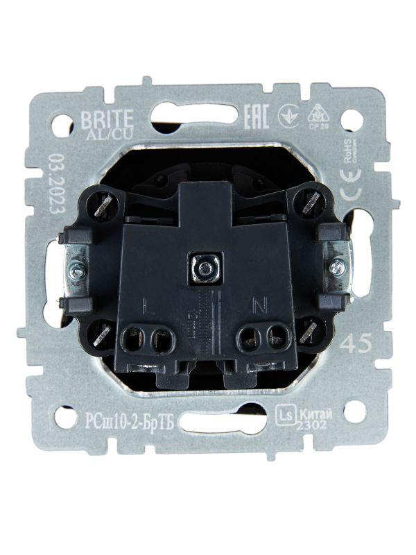 Розетка СП BRITE РСш10-2-БрТБ 10А без заземл. защ. шторки механизм бронза IEK BR-R13-10-K45