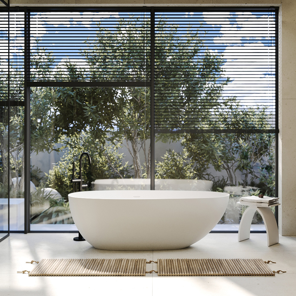 Ванна из искусственного камня ABBER Stein AS9611-1.7 белая матовая