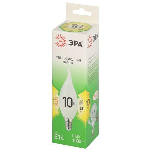 Лампа светодиодная GREEN LINE BXS-10W-830-E14 GL 10Вт свеча на ветру 3000К свет тепл. E14 Эра Б0067120
