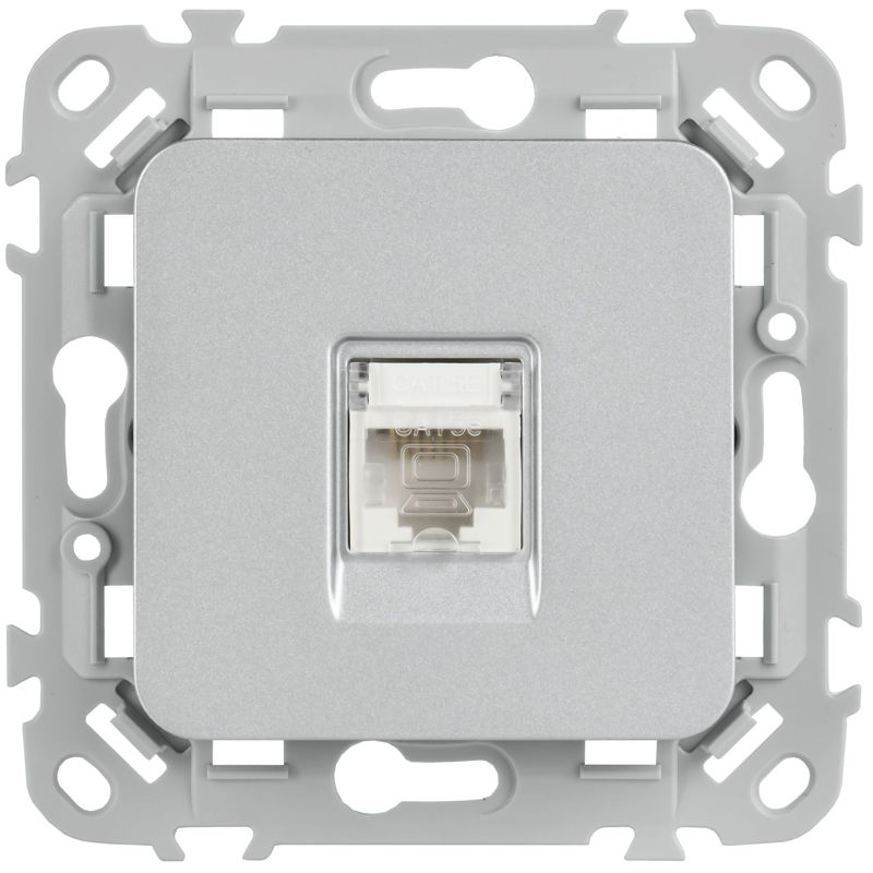 Розетка компьютерная СП FLITE РК5е-1-0-ФлА RJ45 кат.5E UTP механизм алюм. IEK FI-K12-1-K47