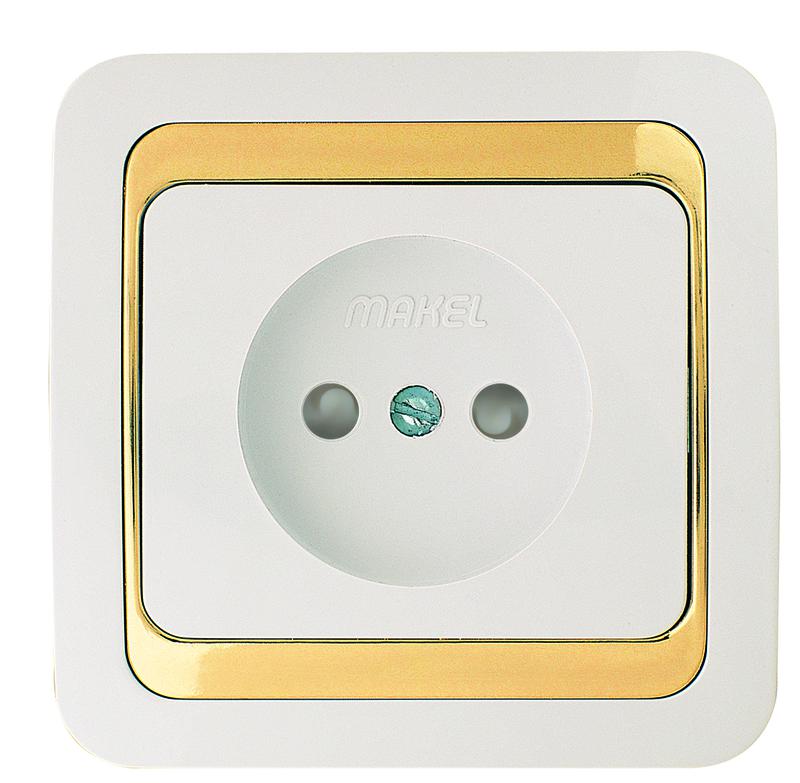 Розетка Mimoza без заземл. с зол. вставкой Makel 12222