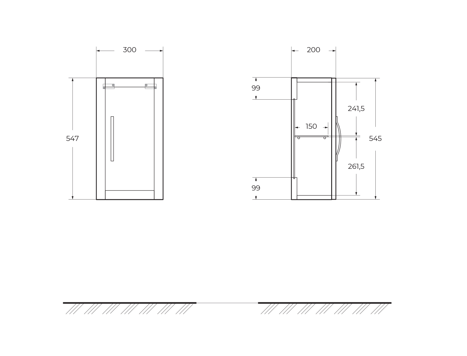 Шкафчик подвесной с одной распашной дверцей, реверсивный CEZARES TIFFANY 55246 Grigio Nuvola