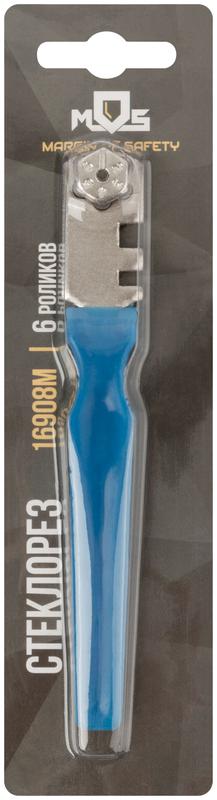 Стеклорез роликовый 6 роликов пластиковая ручка MOS 16908М