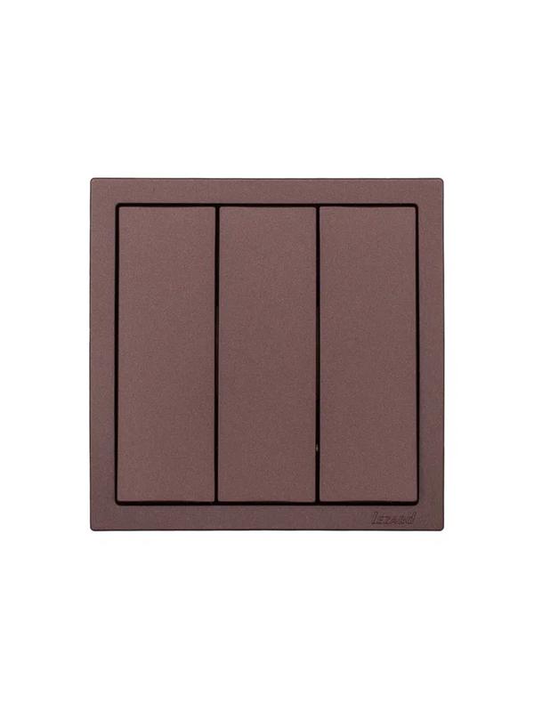 Выключатель 3-кл. СП ZIMA IP20 10А безвинт. зажим шоколад LEZARD 704-7388-109QC