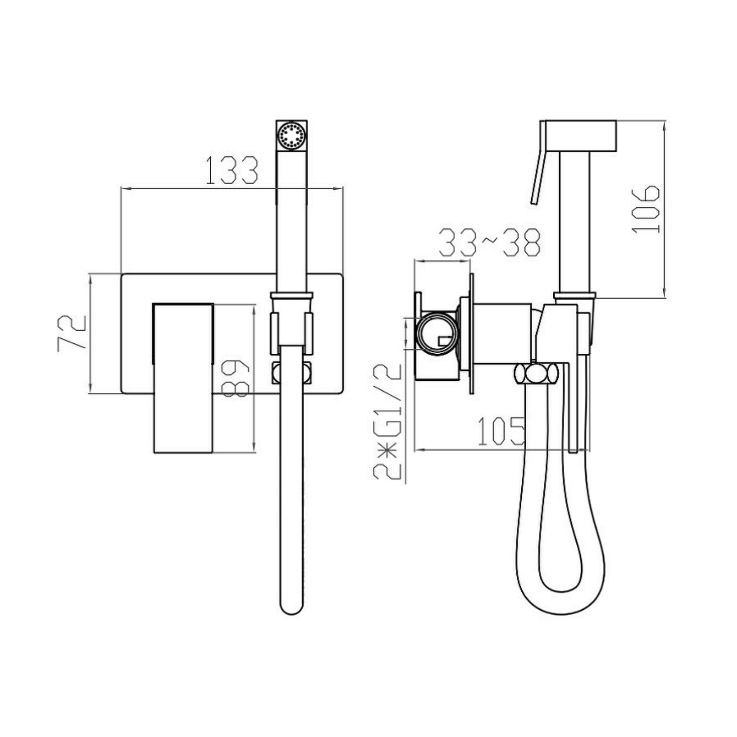 Гигиенический душ со смесителем Splenka S97.52, хром