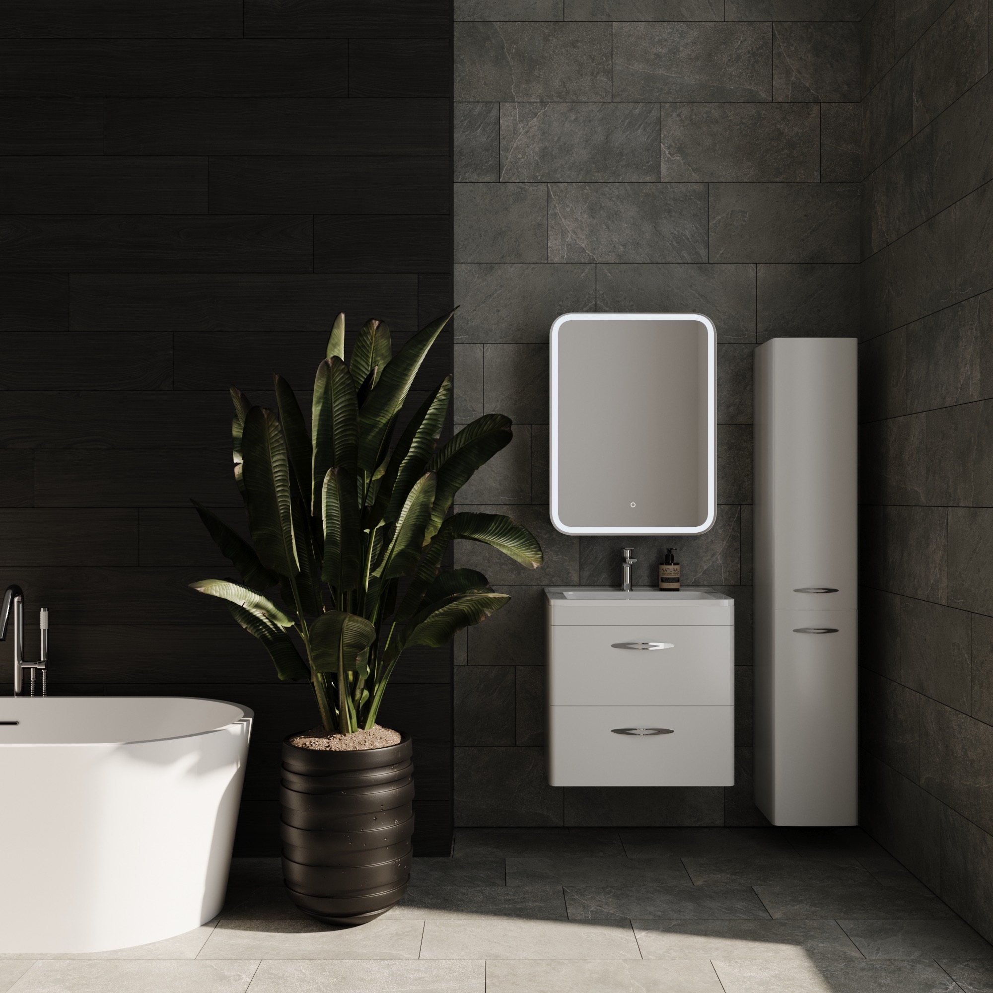 Тумба подвесная "Каре 60" (2 ящ.) Люкс белая, PLUS