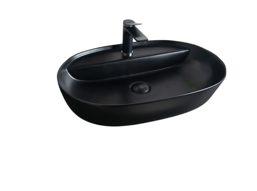 Раковина Gid Bm1346 53345 накладная черная матовая 61x41x14