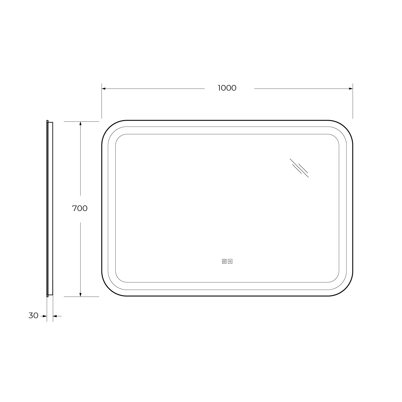 Зеркало Cezares CZR-SPC-STYLUS-1000-700-TCH-WARM