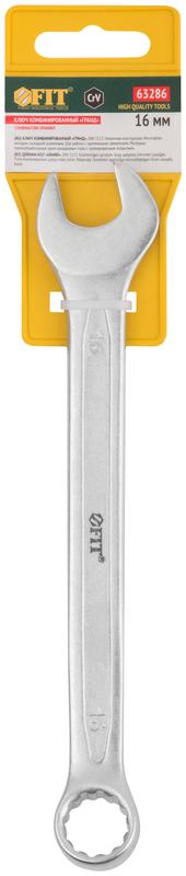 Ключ комбинированный усиленный "Гранд" CrV холодный штамп 16мм FIT 63286