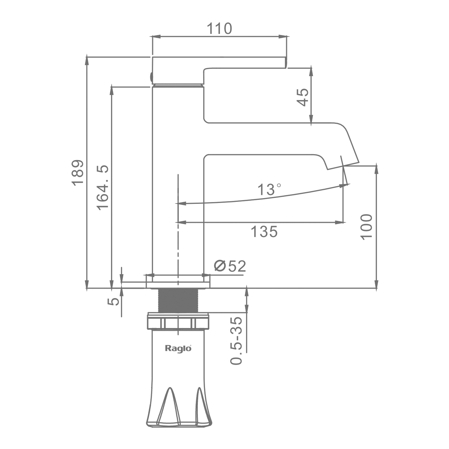 Смеситель для раковины Raglo R20.10.09, графит