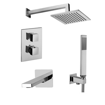 Смеситель термостат встраиваемый для душа 3 выход Paffoni LEVEL LEQ519CR/M встраиваемый Хром