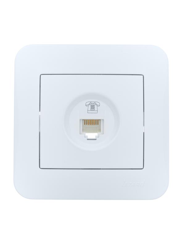 Розетка телефонная евро 1-м СП ASTI IP20 RJ11 в сборе бел. LEZARD 7081-0202-137