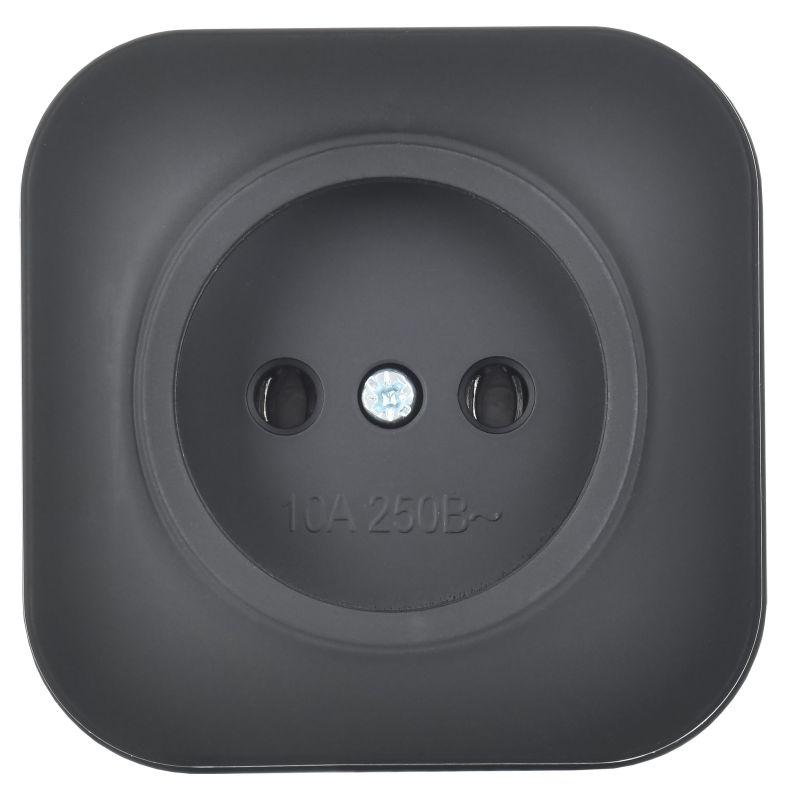 Розетка ОП GLORY РС20-2-ХЧм 10А без заземл. без защ. шторок черн. матов. IEK ERH10-K02M-10