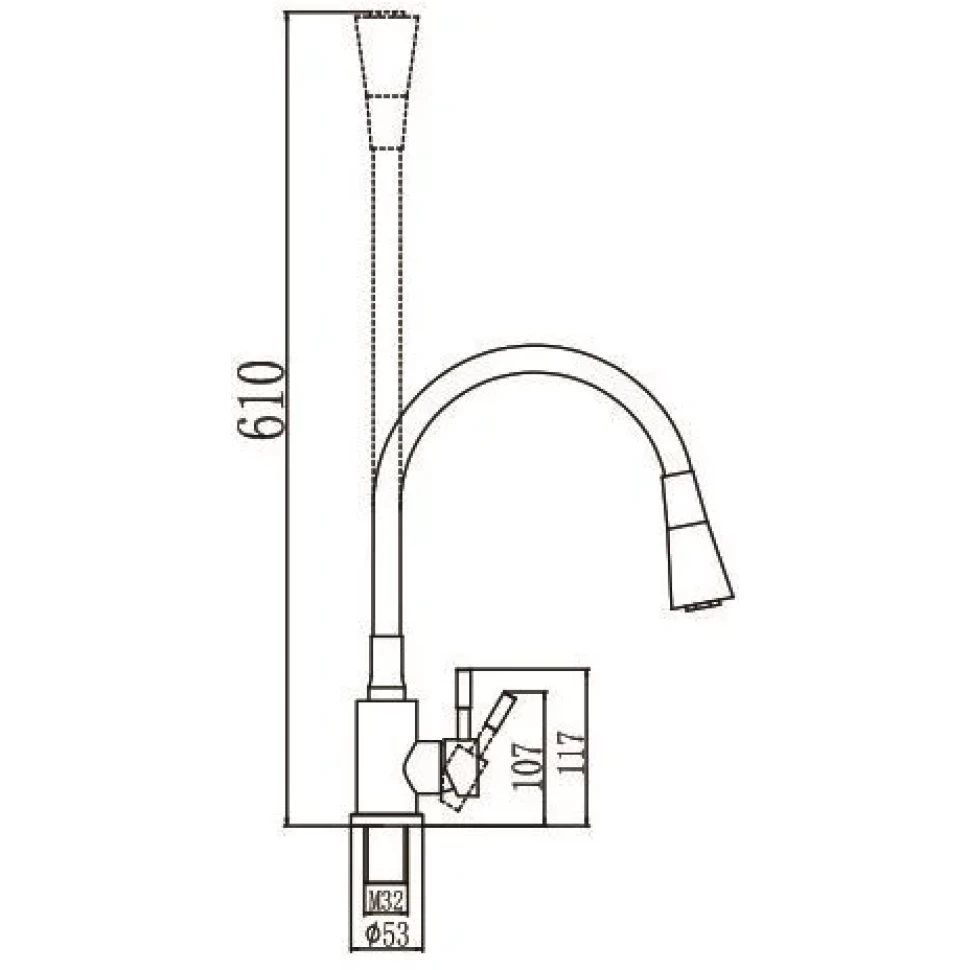 Смеситель для кухни Savol S-3002QM, серый