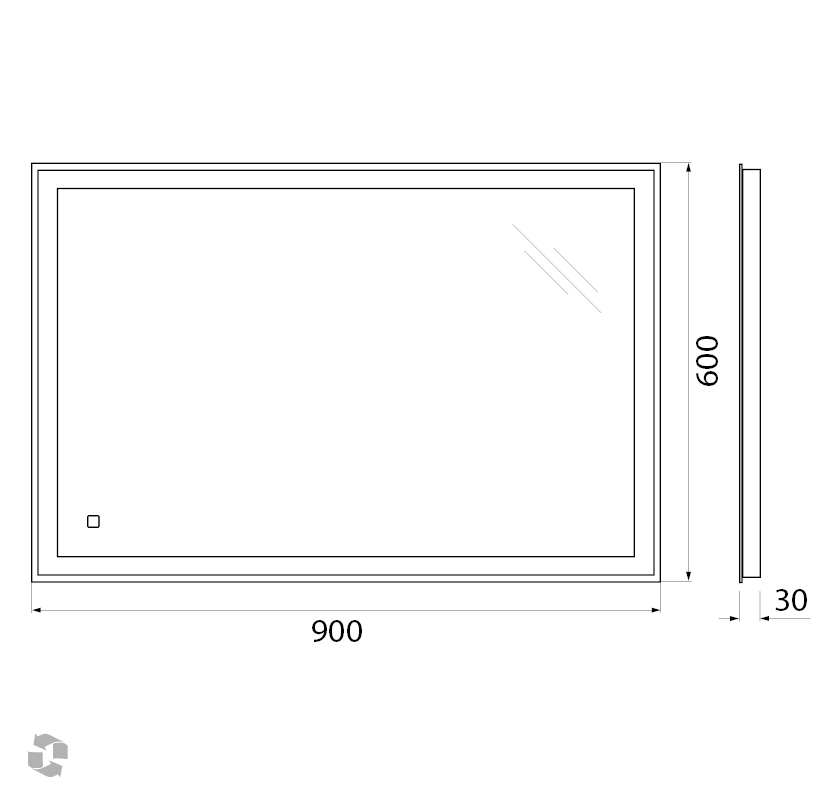 Зеркало BelBagno SPC-GRT-900-600-LED-TCH