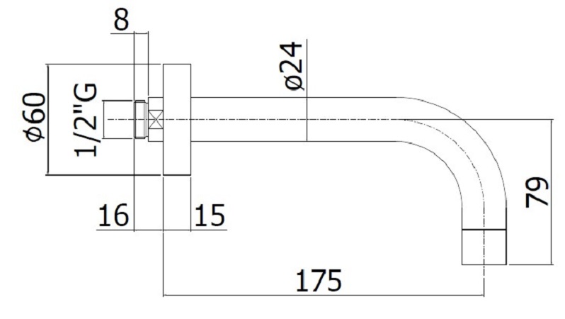 Излив из стены d.24 Paffoni LIGHT ZBOC041CR Хром