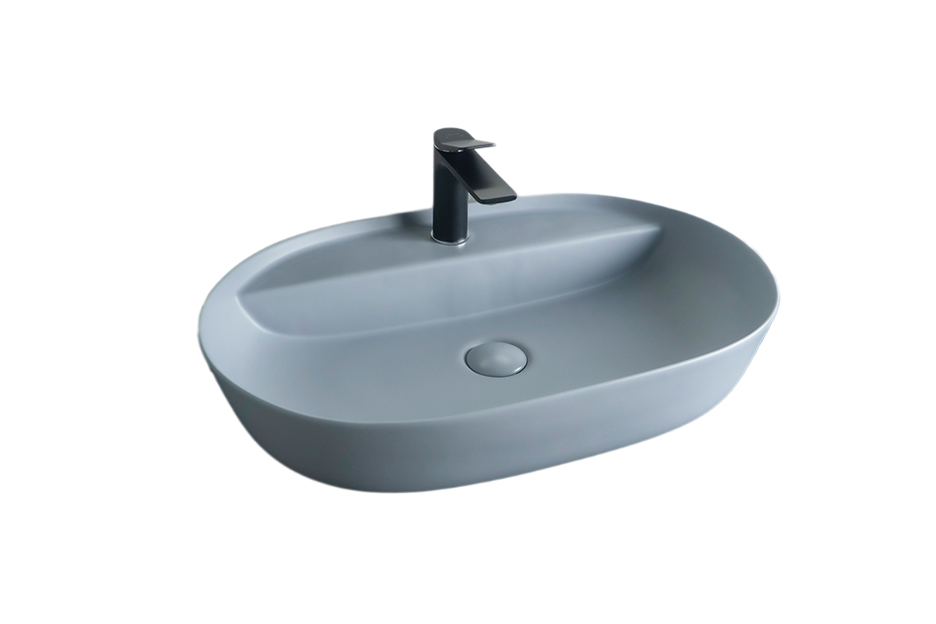 Раковина Gid Gm1346 53341 накладная серая матовая 61x41x14