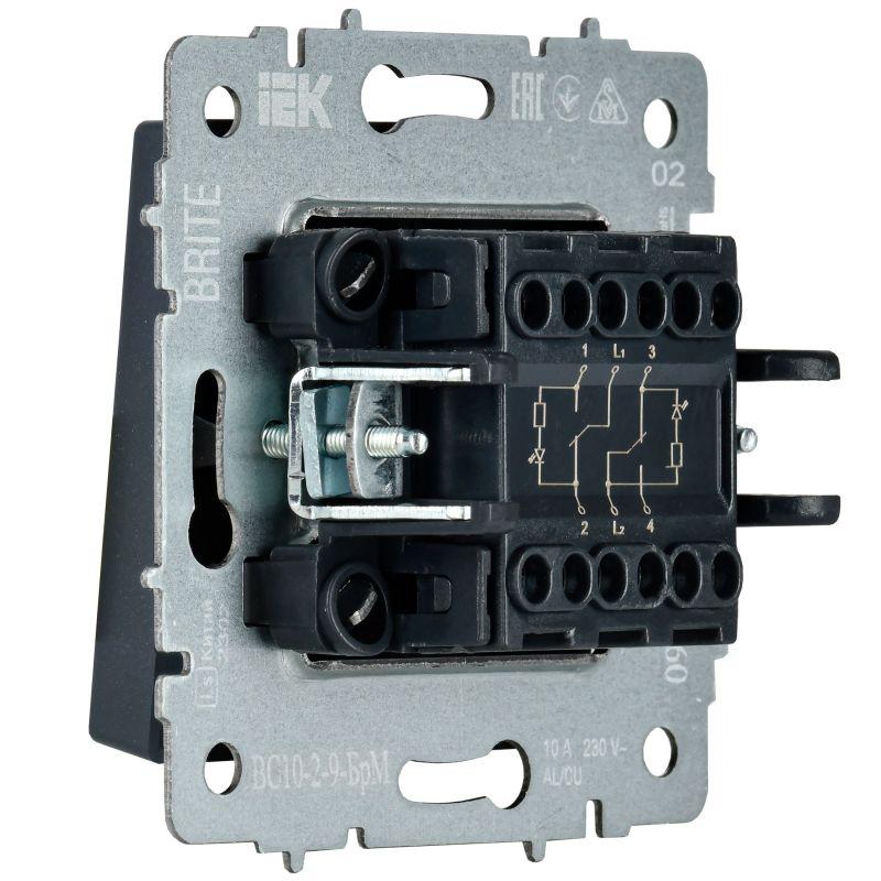 Выключатель 2-кл. BRITE 10А ВС10-2-9-БрМ для отелей с индик. механизм маренго IEK BR-V20-2-10-K35